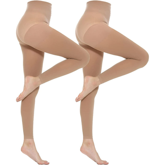 Pack Of 2 Women's Opaque Control Top Tights Comfort Stretch 70 Denier Pantyhose