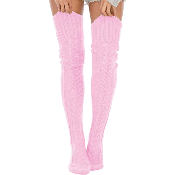Women's Cable Knitted Thigh High Boot Socks Extra Long Winter Stockings Over Knee Leg Warmers