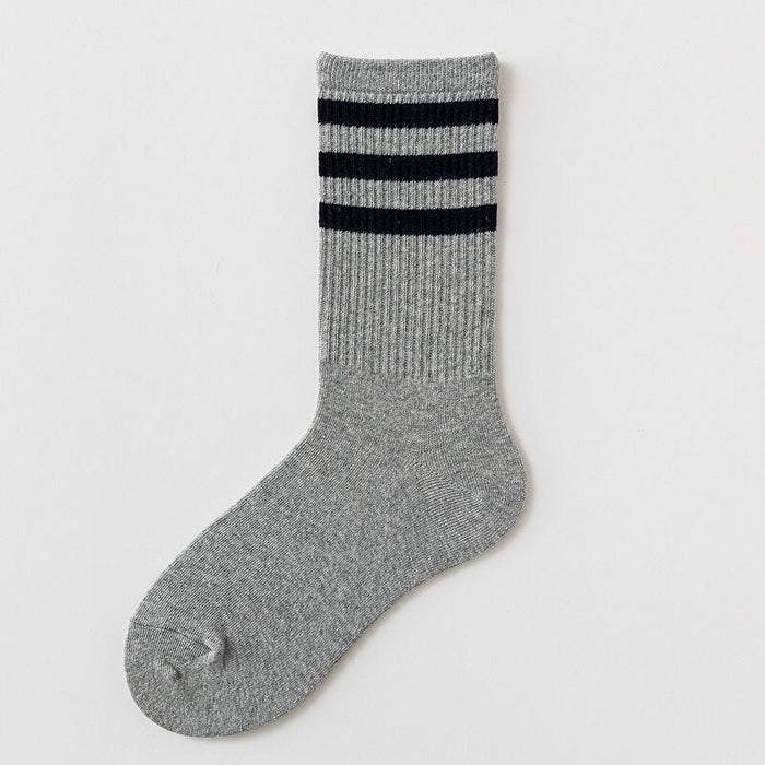 Solid Color Casual Striped Socks For Women