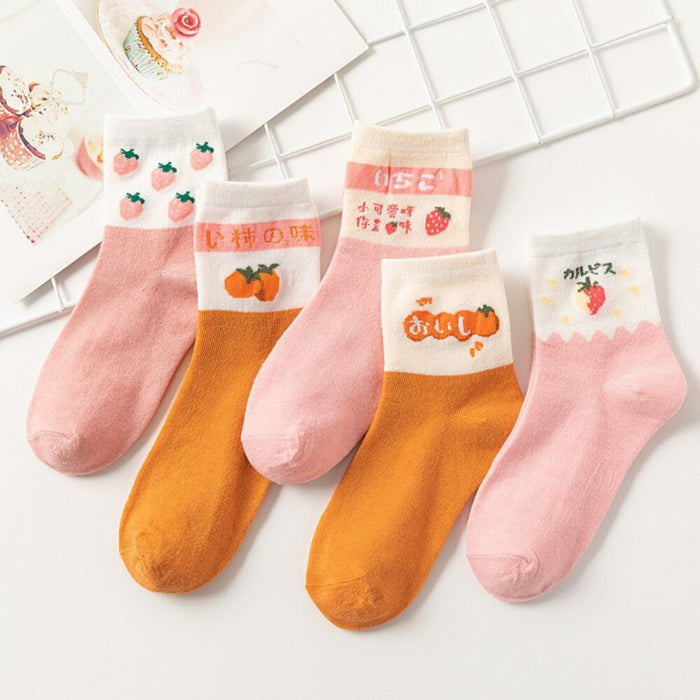 5 Pairs Of Printed Socks For Women