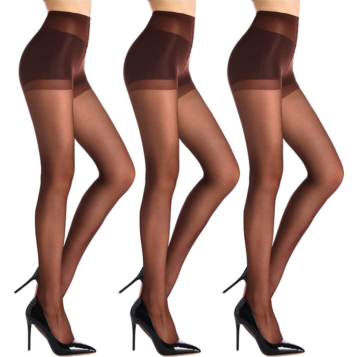 Tights for Women, 3 Pairs Sheer Tights with Control Top Pantyhose