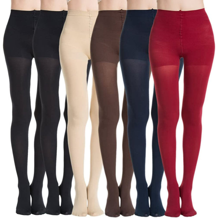 Pack Of 6 Run Resistant Control Top Panty Hose Opaque Tights