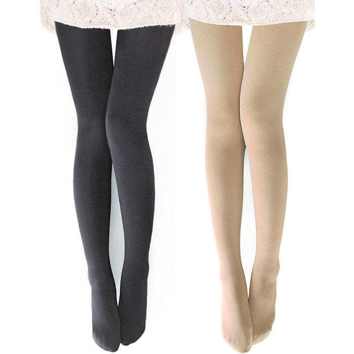 Pack Of 2 Womens Opaque Fleece Lined Tights Colorful Warm Winter Thermal Tights