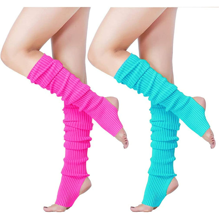 Pack of 2 Women’s Neon Knit Leg Warmer for 80s Party Dance Sports Yoga