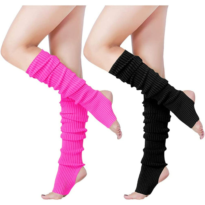 Pack of 2 Women’s Neon Knit Leg Warmer for 80s Party Dance Sports Yoga