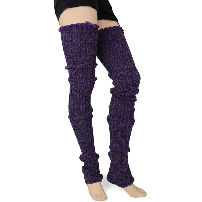 Women's Cable-Knit Leg Warmers, Warm & Long Footless Thigh-Highs