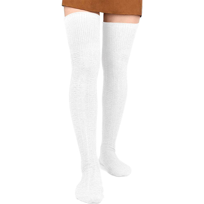 Women Thigh High Socks Extra Long Cotton Knit Warm Thick Tall Long Boot Stockings Leg Warmers