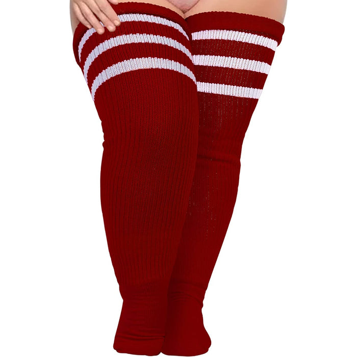 Women's Plus Size Thigh High Socks for Thick Thighs, Extra Long Over Knee  Striped Stockings, Knee High Leg Warmer Boot Socks(Black) at  Women's  Clothing store