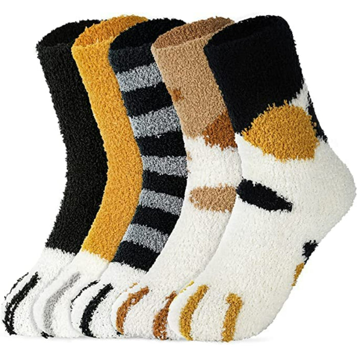 Pack Of 5 Fuzzy Socks Fluffy Socks Soft Cat Socks Animal Socks Cozy Socks Winter Slipper Socks for Women