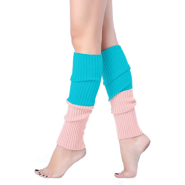 Mixed Colors Women Juniors Neon Ribbed Leg Warmers for 80s Eighty's Party Sports Yoga