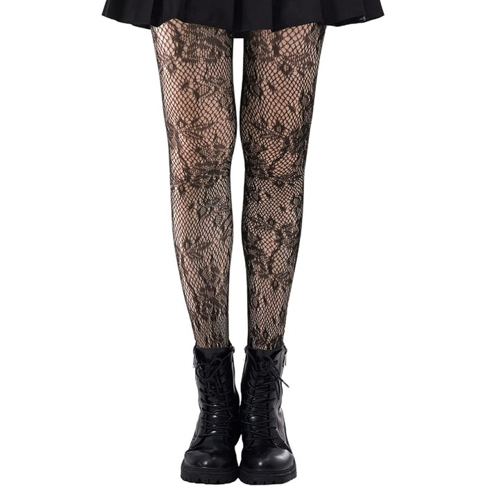 Women's Patterned Tights Fishnet Floral Pantyhose High Waist Stockings