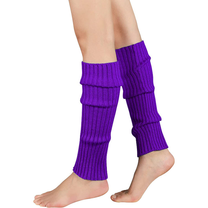 Solid Color Womens Fashion Leg Warmers Adult Junior 80s Ribbed Knitted Long Socks for Party Sports Casual Socks