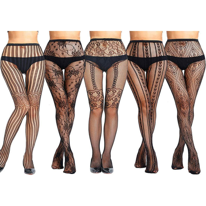 Pack Of 5 High Waist Tights Fishnet Stockings Thigh High Stockings Pantyhose