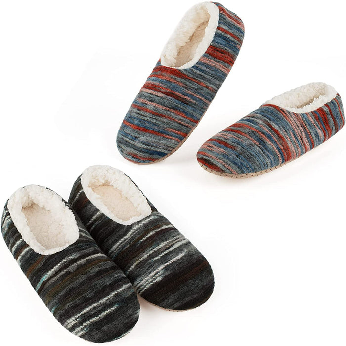 Pack Of 2 Slipper Socks with Grippers, Thick Warm Cozy Sherpa Lined Ho —  Aquatic Socks