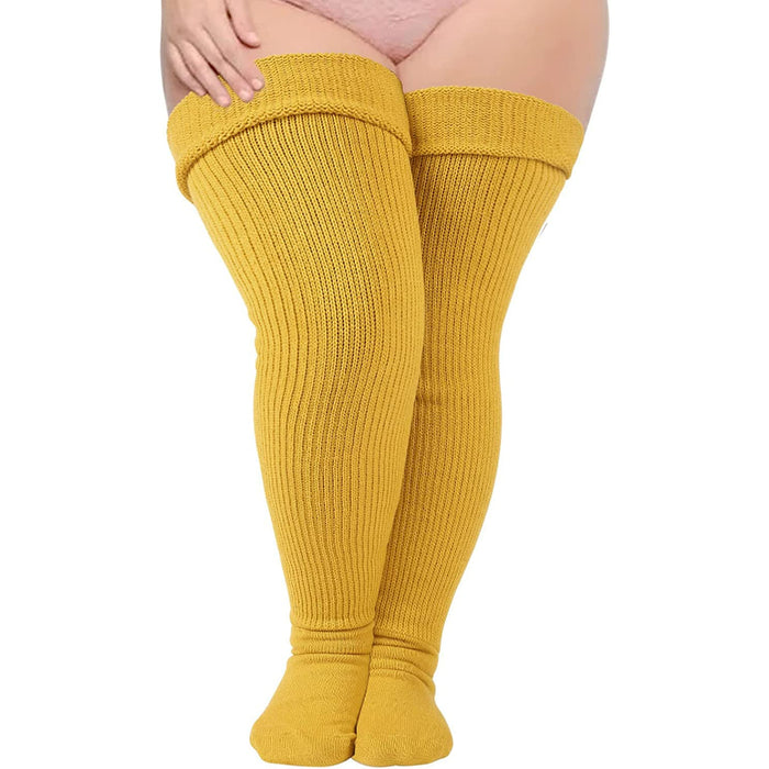Plus Size Thigh High Socks for Thick Thighs Women- Thigh Highs Widened Extra Long Thick Knit Socks
