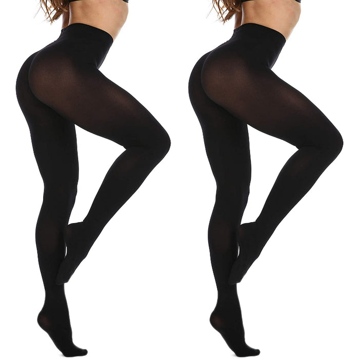 Pack Of 2 Women's 80 Denier Soft Semi Opaque Solid Color Footed Pantyhose Tights