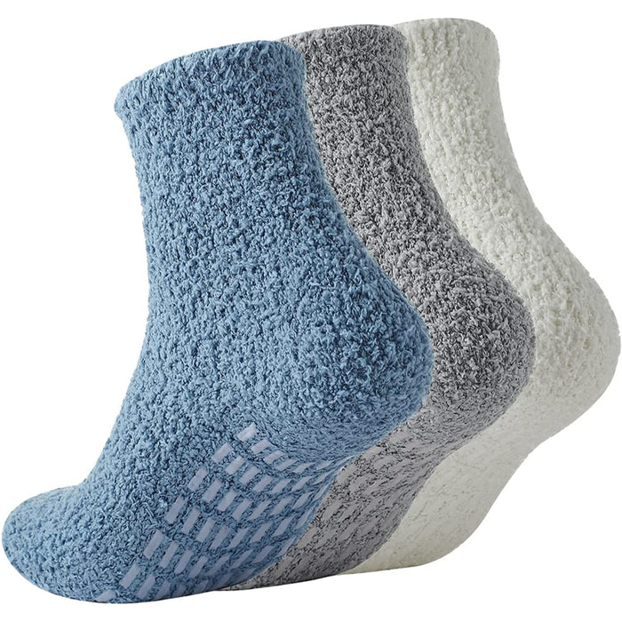 Pack Of 3 Non Slip Socks Hospital Socks with Grips for Women Grip Socks for Women Fluffy Socks with Grips for Women Slipper Socks