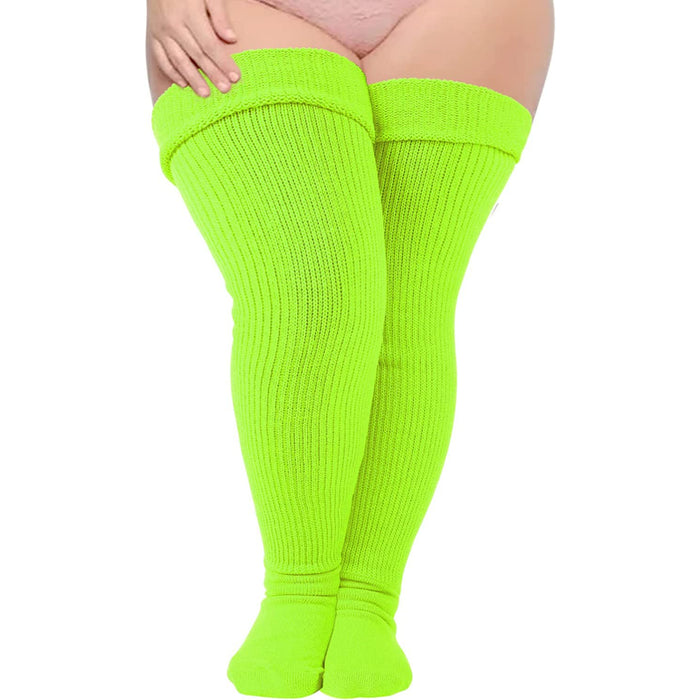 Plus Size Thigh High Socks for Thick Thighs Women- Thigh Highs Widened Extra Long Thick Knit Socks