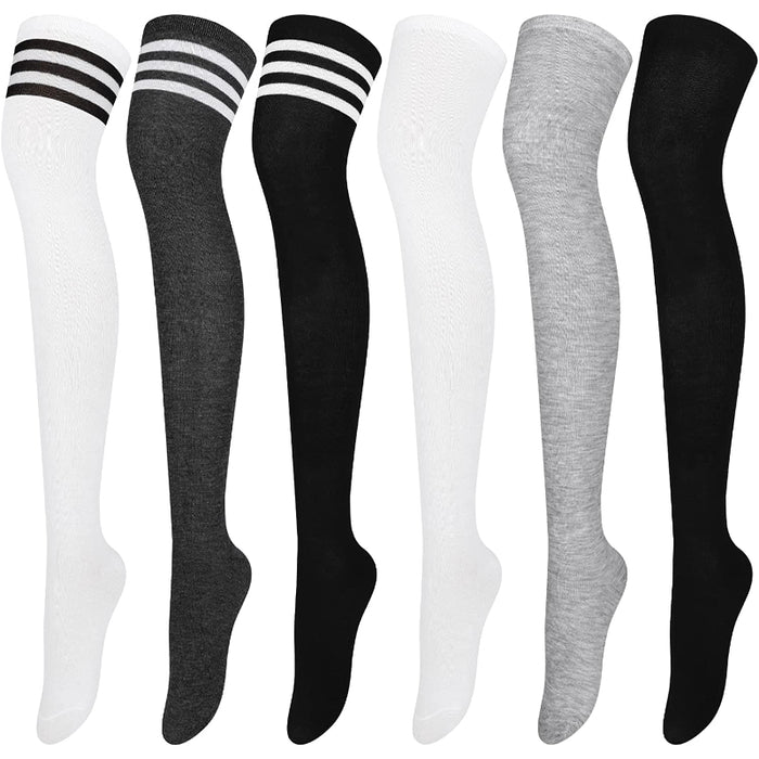 6 Pairs Over Knee Thigh Socks Knee-High Warm Stocking Women Boot Sock Leg Warmer High Socks for Daily Wear, Cosplay