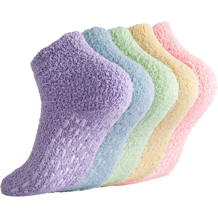 Pack Of 5 Non Slip Socks Hospital Socks with Grips for Women Grip Socks for Women Fluffy Socks with Grips for Women Slipper Socks