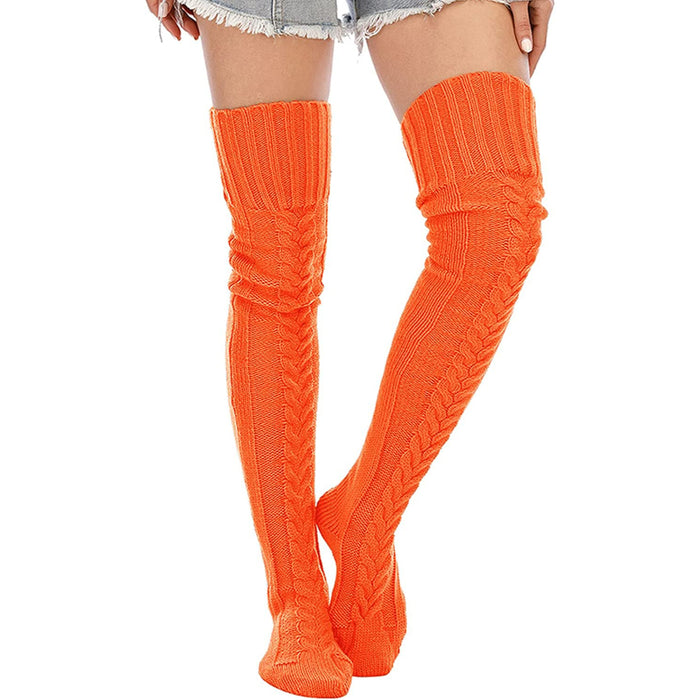 Women's Cable Knit Thigh High Socks Winter Boot Stockings Extra Long Over Knee High Leg Warmers