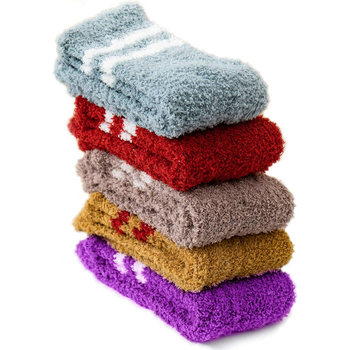 Pack Of 5 Socks for Women, Warm Soft Fluffy Socks Thick Cozy Plush Sock Winter Christmas Socks for Women