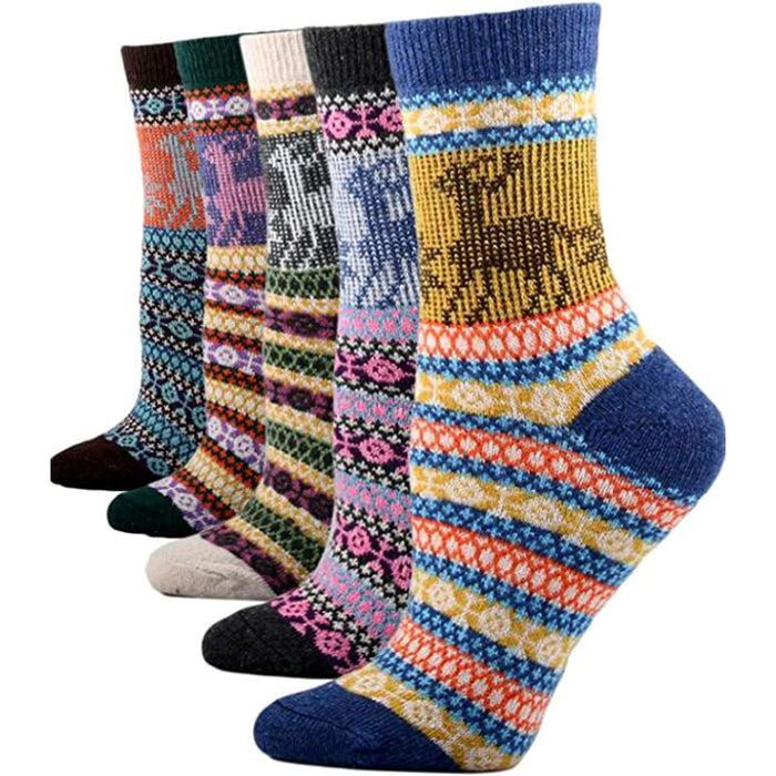 Pack Of 5 Colorful Soft Thick Socks For Women