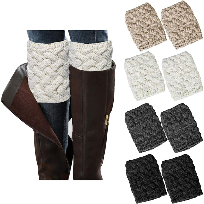 4 Pairs Womens Boot Socks Winter Warm Crochet Knitted Boot Cuffs Topper Socks Short Leg Warmers Gifts