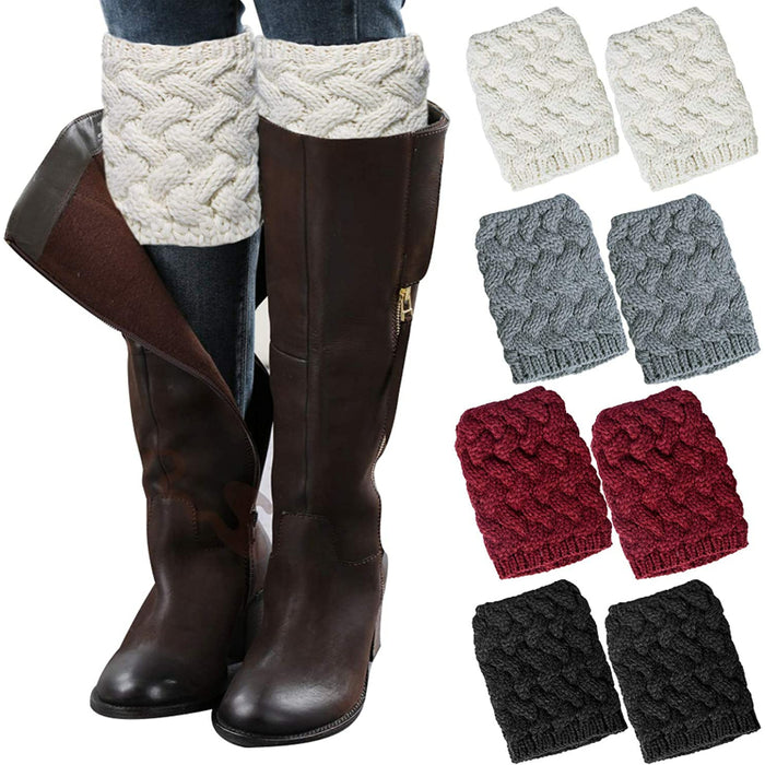 4 Pairs Womens Boot Socks Winter Warm Crochet Knitted Boot Cuffs Topper Socks Short Leg Warmers Gifts