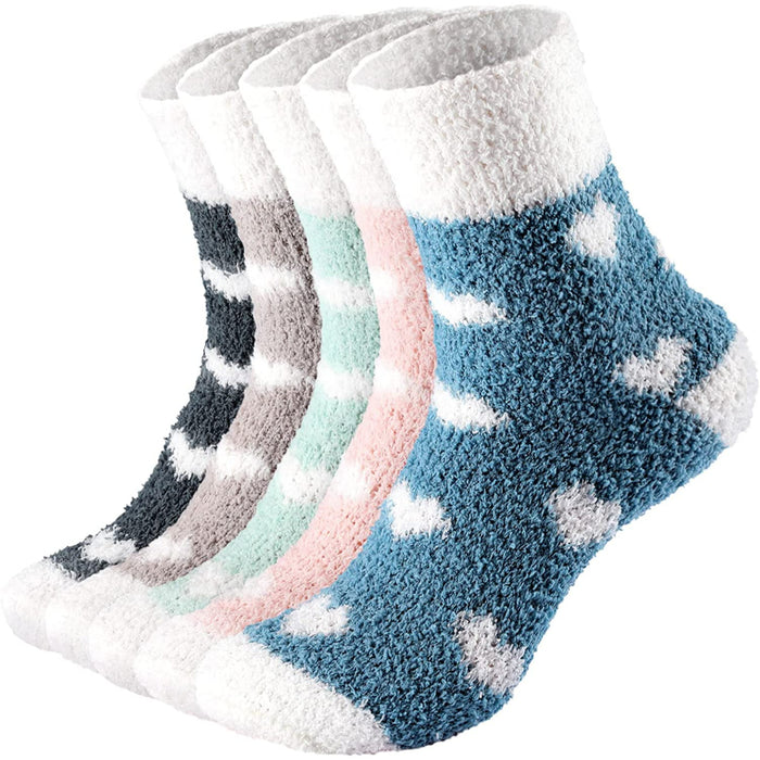 Pack Of 5 Fuzzy Socks for Women Fluffy Socks Cozy Warm Socks Slipper Socks Winter Socks for Women Soft Socks