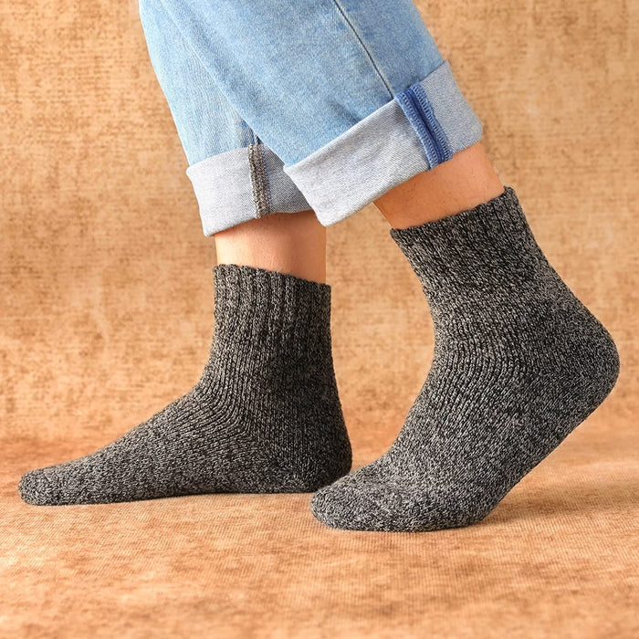 5 Pairs - Crew Socks Wool Boot for Women Super Soft Hiking Thick Knit Cabin Cozy Warm Long
