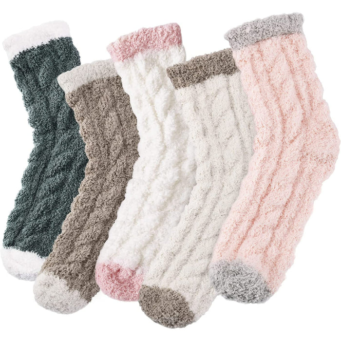 Pack Of 5 Fuzzy Socks for Women Fluffy Socks Cozy Warm Socks Slipper Socks Winter Socks for Women Soft Socks