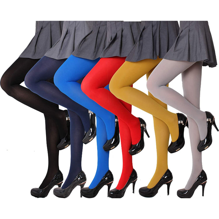 Pack Of 2 And 6 Run Resistant 80D Soft Solid Color Semi Opaque Footed Tights High Waist