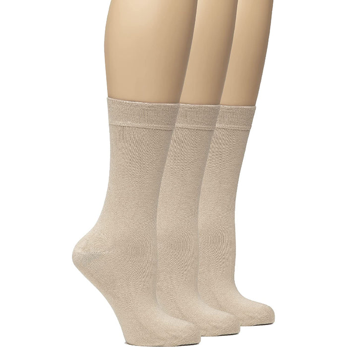 The Women's Soft Bamboo Dress Socks, Thin Crew Socks for Business, Trouser & Casual, Non-Binding & Breathable, 3 Pairs
