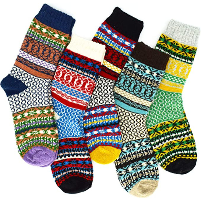 Pack Of 5 Colorful Soft Thick Socks For Women