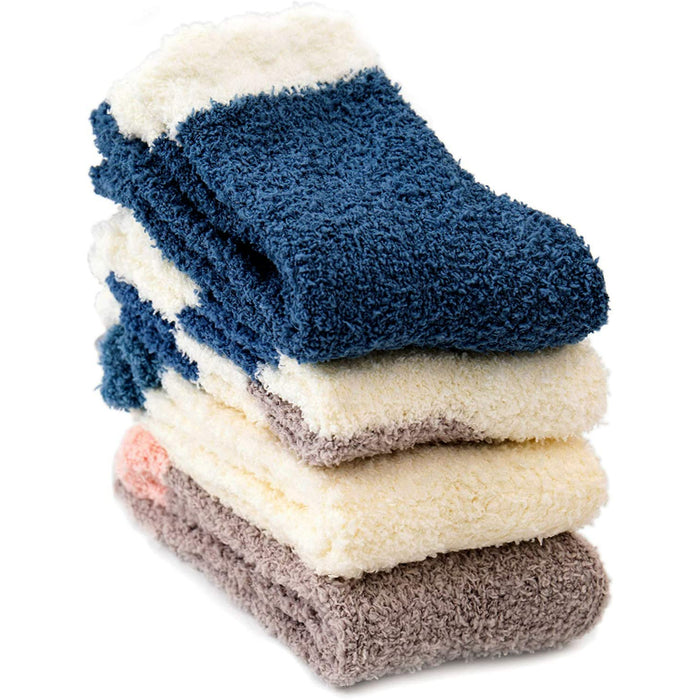 Pack Of 4 Socks for Women, Warm Soft Fluffy Socks Thick Cozy Plush Sock Winter Christmas Socks for Women