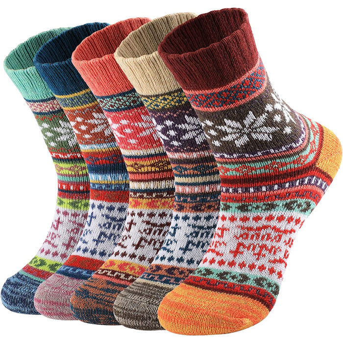 5 Pack Wool Women's - Winter Warm Socks for Women Thick Soft Cozy Knit Boots