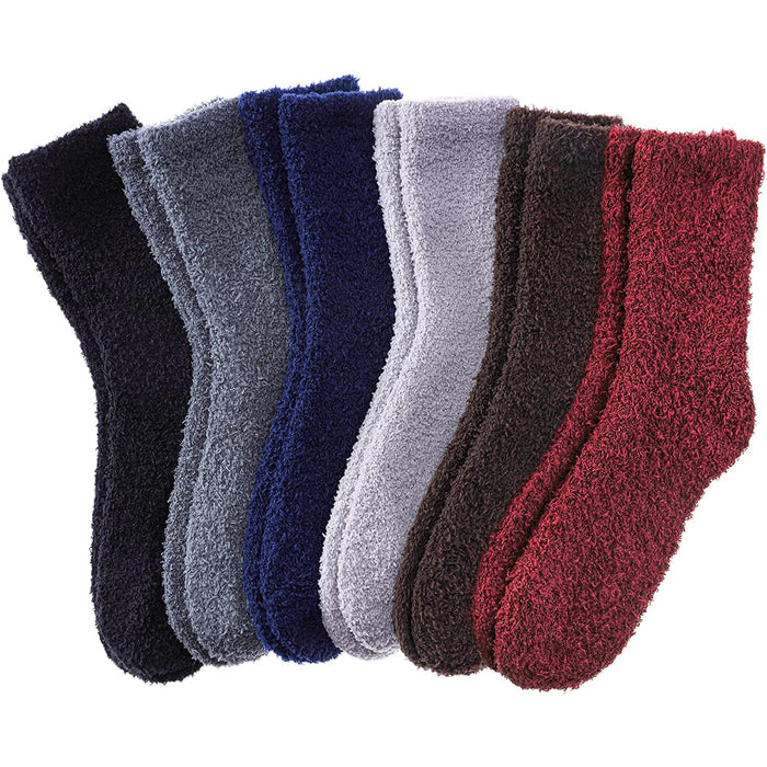Pack Of 6 Womens Fuzzy Slipper Socks Animal Soft Warm Cute Microfiber Cozy Fluffy Winter Christmas Socks