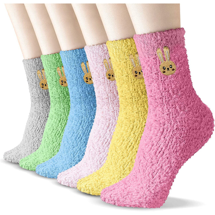 Pack Of 6 Socks for Women, Warm Soft Fluffy Socks Thick Cozy Plush Sock Winter Christmas Socks for Women