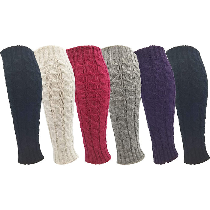 The Leg Warmers for Women, 6 Pairs Knee High Cable Knit Warm Thermal Acrylic Winter Sleeve