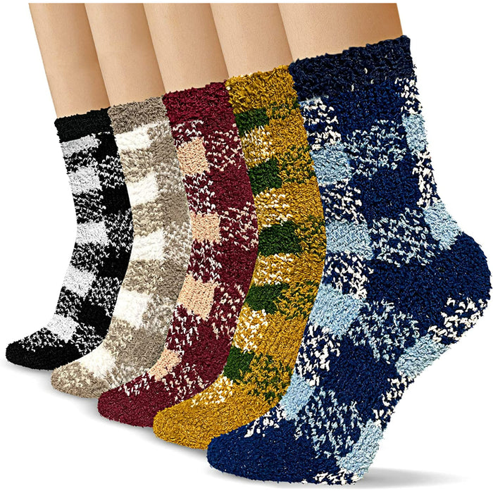 Pack Of 5 Socks for Women, Warm Soft Fluffy Socks Thick Cozy Plush Sock Winter Christmas Socks for Women