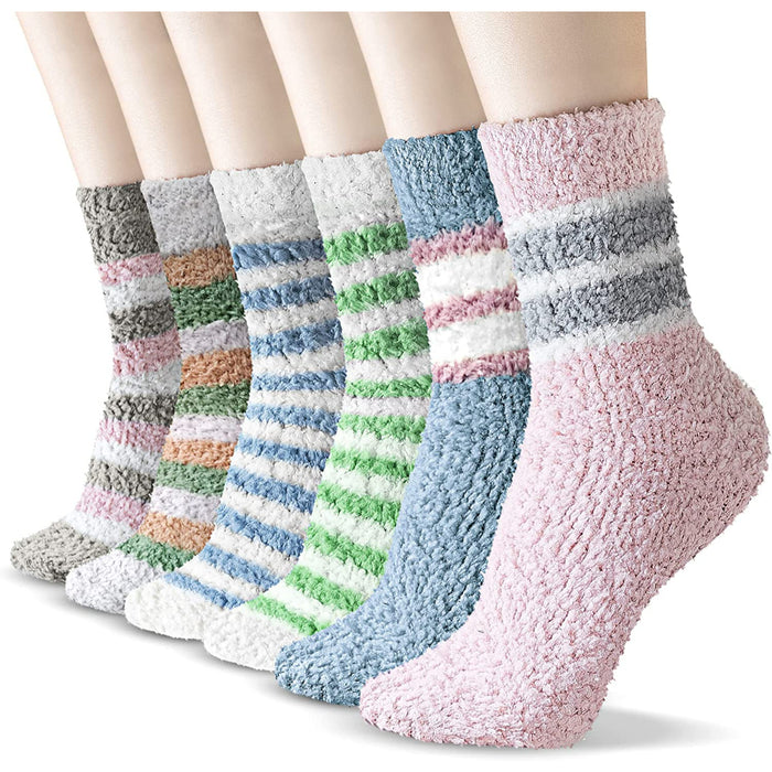 Pack Of 6 Socks for Women, Warm Soft Fluffy Socks Thick Cozy Plush Sock Winter Christmas Socks for Women