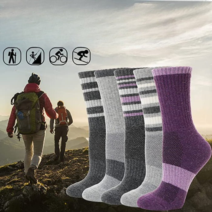 Women's Striped Thermal Hiking Socks 5 Pairs