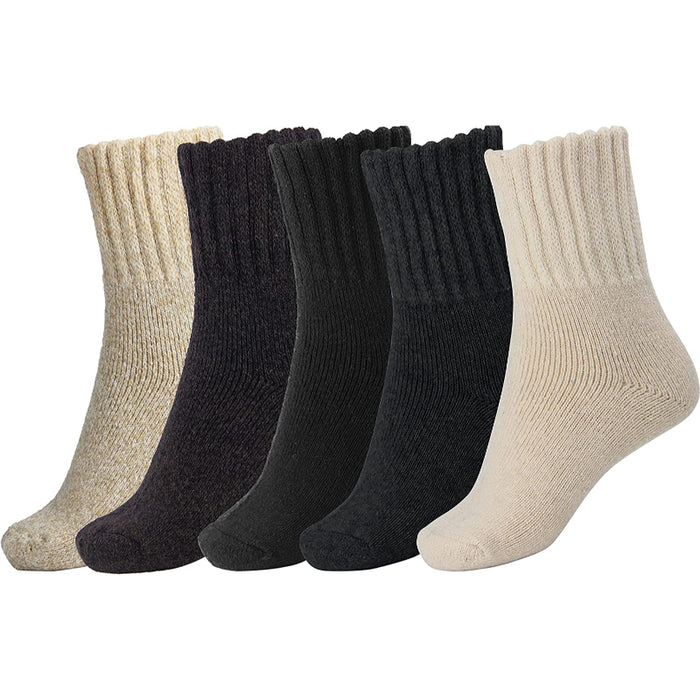Pack Of 5 Boot Socks for Women Winter Solid Thick Warm Socks Cozy Crew Socks Christmas Gift
