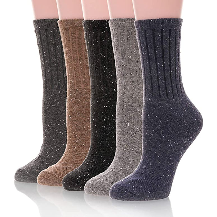 5 Pairs Of Mid-Length Soft Wool Hiking Socks For Women