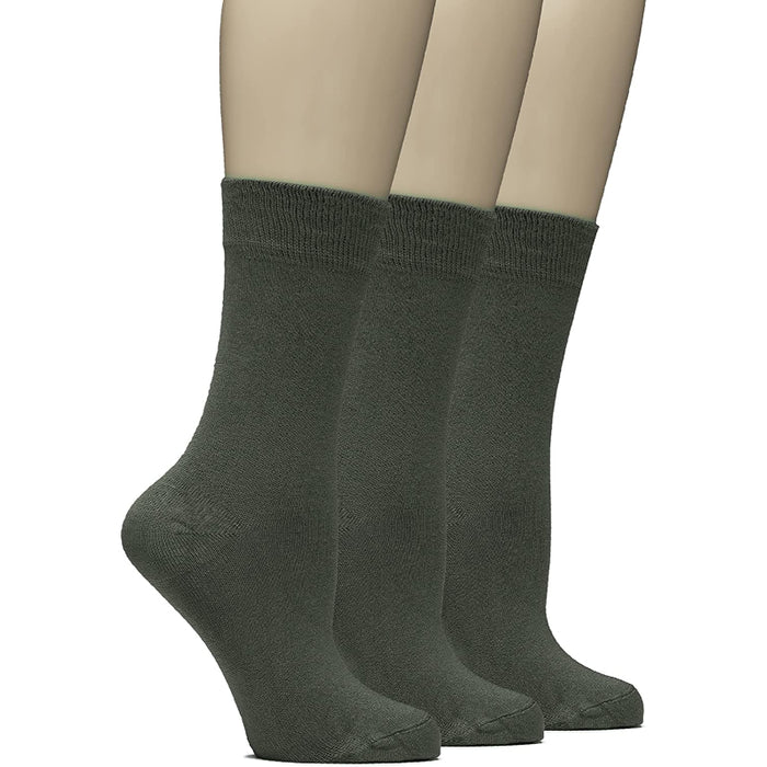 The Women's Soft Bamboo Dress Socks, Thin Crew Socks for Business, Trouser & Casual, Non-Binding & Breathable, 3 Pairs