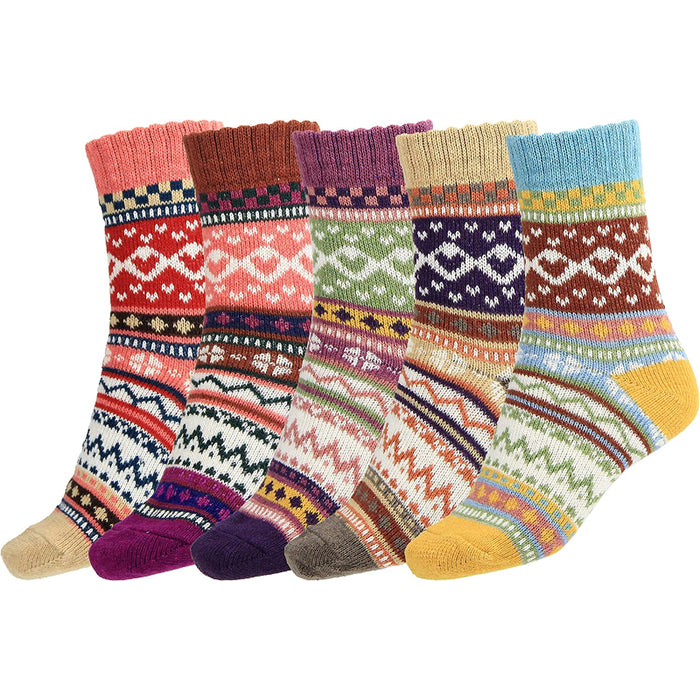 Pack Of 5 Boot Socks for Women Winter Solid Thick Warm Socks Cozy Crew Socks Christmas Gift