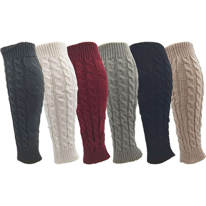 The Leg Warmers for Women, 6 Pairs Knee High Cable Knit Warm Thermal Acrylic Winter Sleeve
