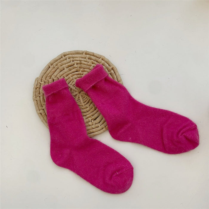 Solid Rabbit Hair Socks For Women